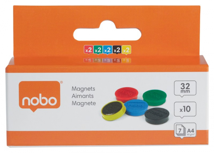 Magneti pentru table NOBO, diametru 32 mm, sustin 7 coli, 10 buc/set [5]