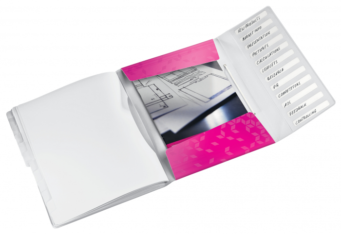 Mapa cu 12 separatoare Leitz WOW, PP, A4, 200coli, roz [5]
