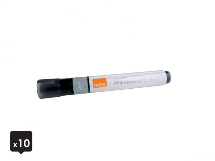Marker NOBO, pentru table si flipcharturi, cerneala lichida, varf tip dalta 5-12 mm, standard, 10 buc/cutie [4]