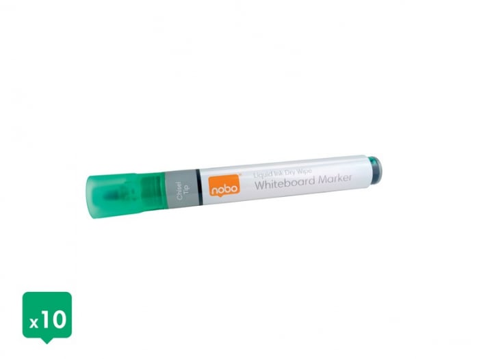 Marker NOBO, pentru table si flipcharturi, cerneala lichida, varf tip dalta 5-12 mm, standard, 10 buc/cutie [4]
