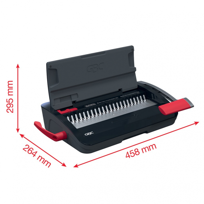Masina de indosariat GBC CombBind CB12, manuala, cu spire din plastic, A4, 12/165 coli, negru-argintiu [7]