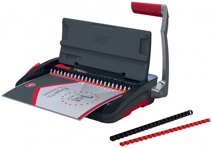 Masina de indosariat GBC CombBind CB12, manuala, cu spire din plastic, A4, 12/165 coli, negru-argintiu [8]