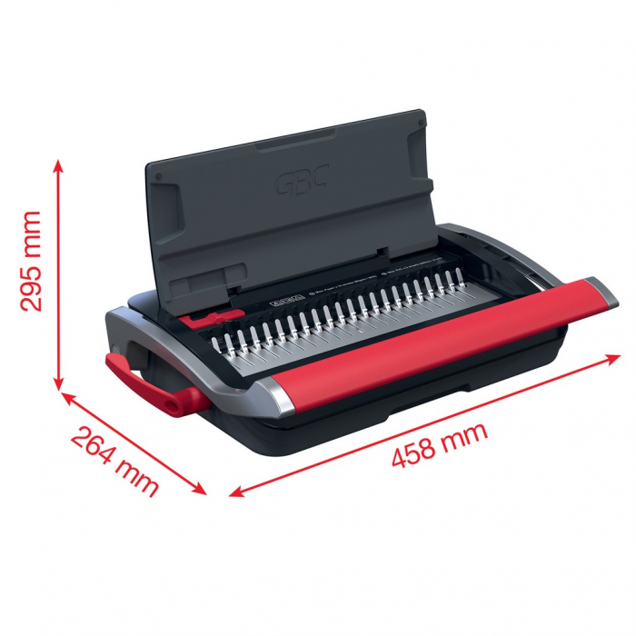 Masina de indosariat GBC CombBind CB15, manuala, cu spire din plastic, A4, 15/165 coli, negru-argintiu [7]