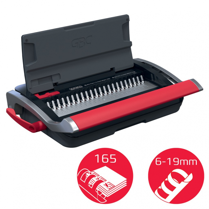 Masina de indosariat GBC CombBind CB15, manuala, cu spire din plastic, A4, 15/165 coli, negru-argintiu [3]