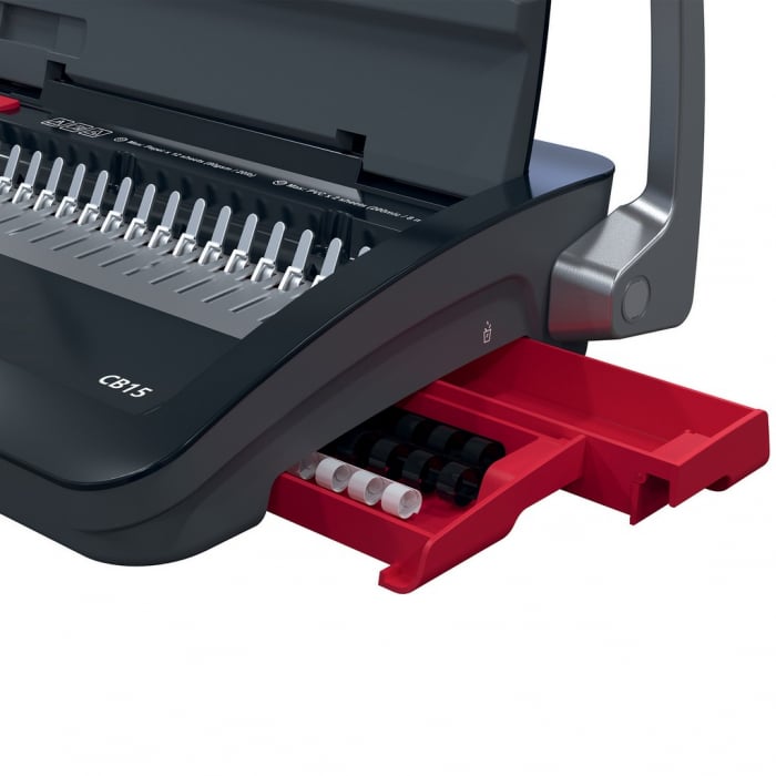 Masina de indosariat GBC CombBind CB15, manuala, cu spire din plastic, A4, 15/165 coli, negru-argintiu [6]