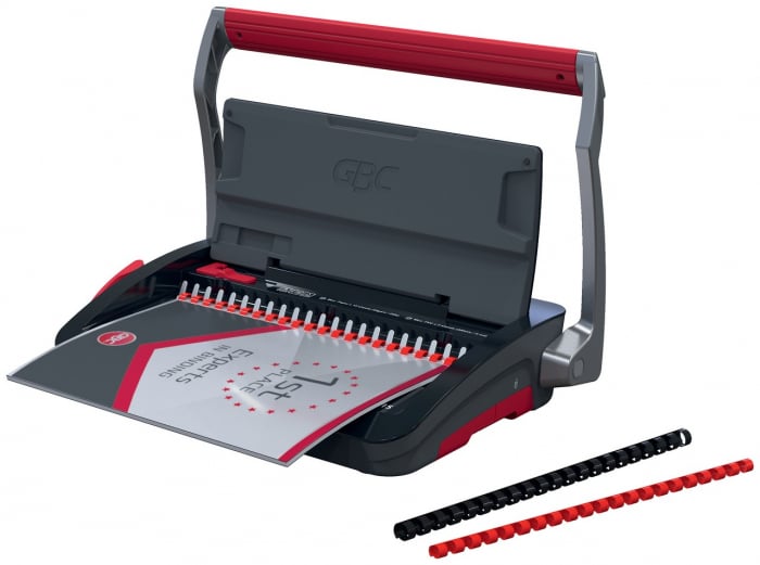 Masina de indosariat GBC CombBind CB15, manuala, cu spire din plastic, A4, 15/165 coli, negru-argintiu [8]