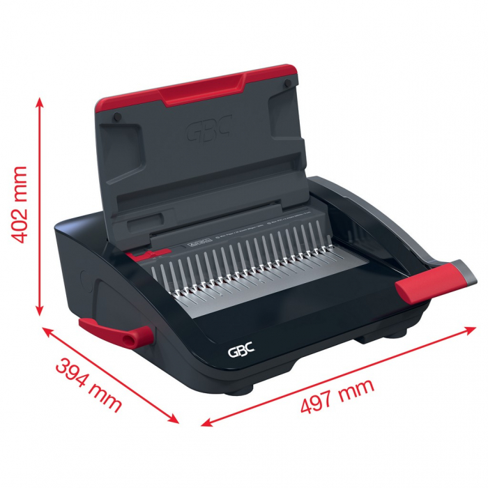 Masina de indosariat GBC CombBind CB20, manuala, cu spire din plastic, A4, 20/240 coli, negru-argintiu [7]