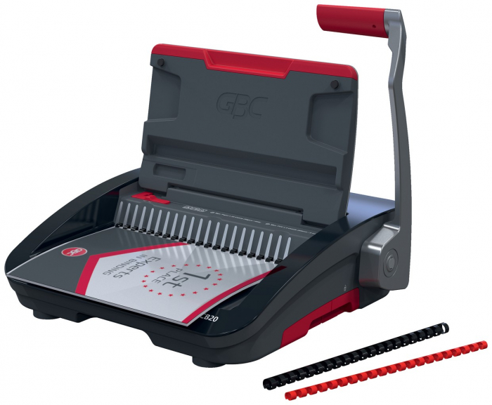 Masina de indosariat GBC CombBind CB20, manuala, cu spire din plastic, A4, 20/240 coli, negru-argintiu [8]
