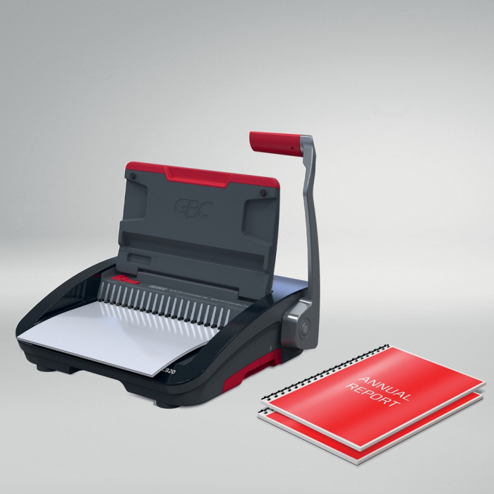 Masina de indosariat GBC CombBind CB20, manuala, cu spire din plastic, A4, 20/240 coli, negru-argintiu [9]