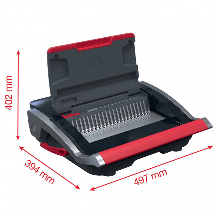 Masina de indosariat GBC CombBind CB25, manuala, cu spire de plastic, A4, 25/390 coli, negru-argintiu [7]