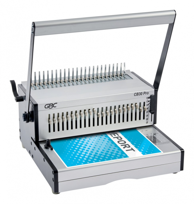 Masina de indosariat profesionala GBC CombBind CB30 Pro, manuala, cu spire din plastic, A4, 30/500 coli, gri [1]
