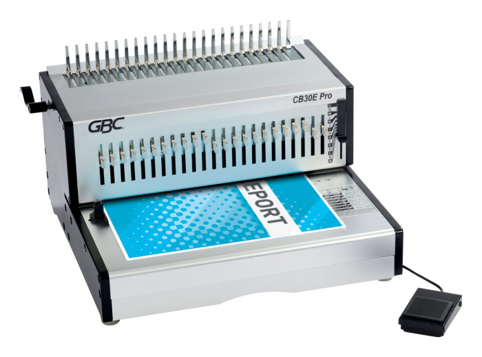 Masina de indosariat profesionala GBC CombBind CB30E Pro, electrica, cu spire din plastic, A4, 30/500 coli, gri [1]