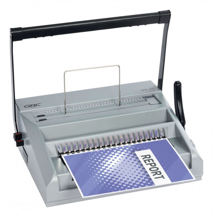 Masina de indosariat profesionala GBC Multibind MB20, manuala, cu spire din plastic sau metalice, A4, 20/270 coli, gri [2]