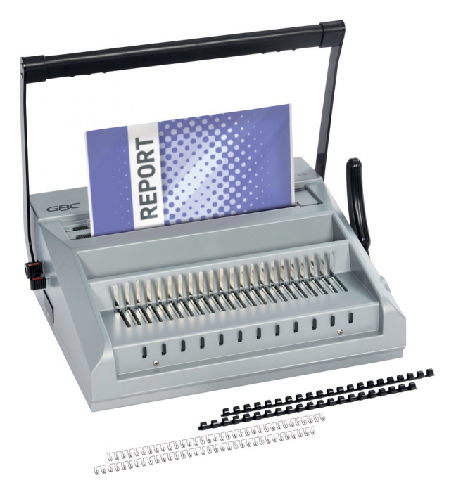 Masina de indosariat profesionala GBC Multibind MB20, manuala, cu spire din plastic sau metalice, A4, 20/270 coli, gri [6]
