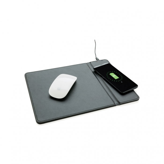 Mousepad PU cu incarcare wireless 5W, suport telefon [2]