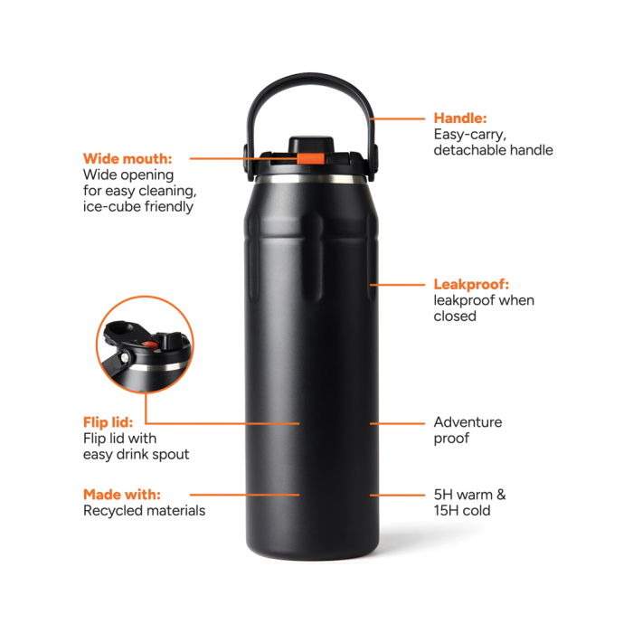 Sticla sport izolata 940ml otel inoxidabil reciclat RCS Nordic Drift [3]