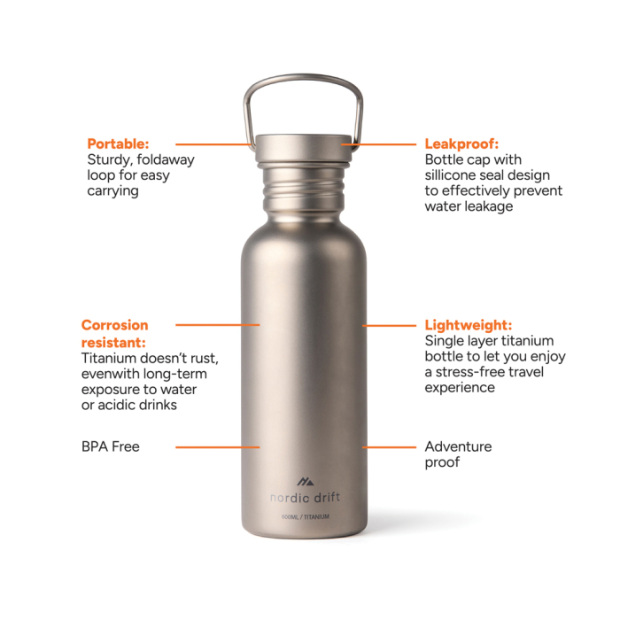 Sticla apa 600ml titan ultra usor Nordic Drift Trail [3]