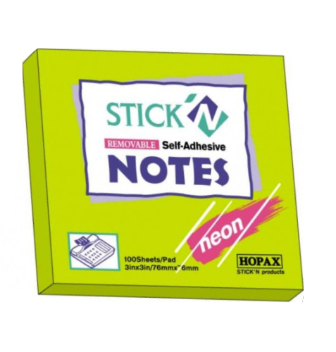 Notes adeziv 76x76 100 file Hopax verde neon [1]