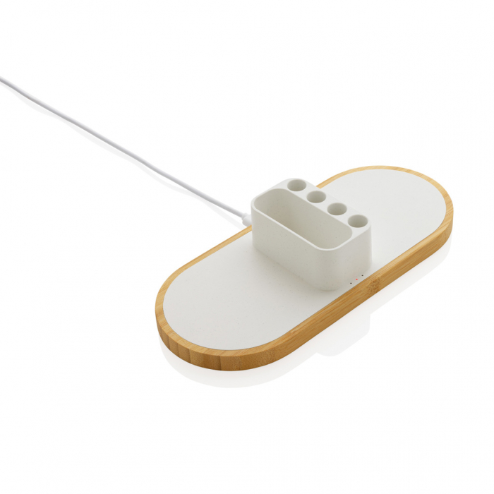 Ontario incarcator wireless dual 10W cu suport din bambus eco si elegant [2]