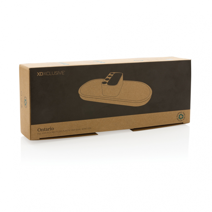 Ontario incarcator wireless dual 10W cu suport din bambus eco si elegant [11]