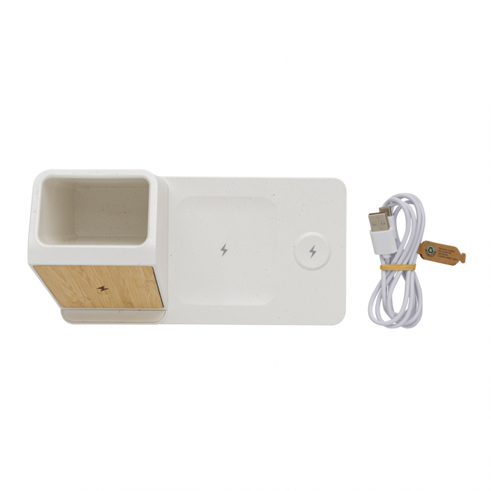 Ontario incarcator wireless 3-in-1 din bambus si plastic reciclat RCS, 15W incarcare rapida [7]
