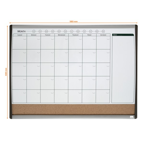 Organizator NOBO Combo, lunar, magnetic si pluta, 58.5x43 cm, include marker, burete si magneti [3]