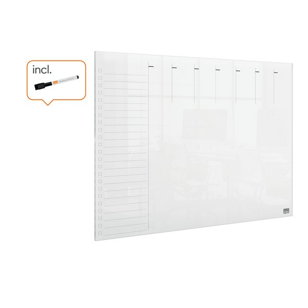 Organizator NOBO, saptamanal, acrylic, pentru birou sau perete,  A3, marker inclus, transparent [4]