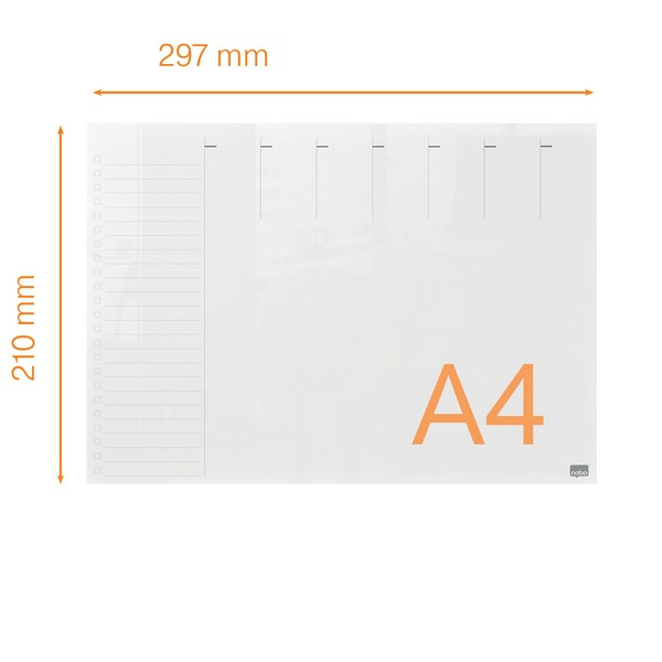 Organizator NOBO, saptamanal, acrylic, pentru birou sau perete,  A4, marker inclus, transparent [4]