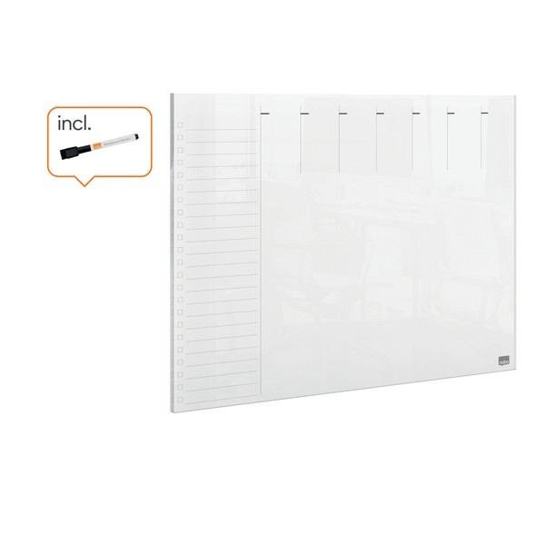 Organizator NOBO, saptamanal, acrylic, pentru birou sau perete,  A4, marker inclus, transparent [3]