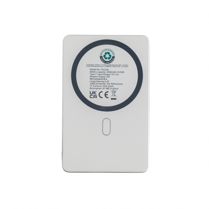 Powerbank magnetic 5.000 mAh RCS aluminiu reciclat, incarcare wireless 5W, Orion [6]