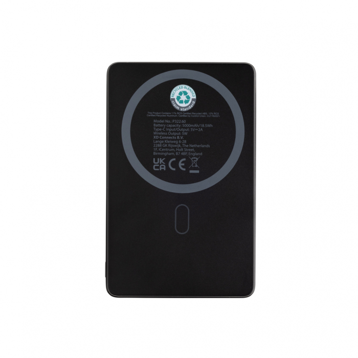 Powerbank magnetic 5.000 mAh RCS aluminiu reciclat, incarcare wireless 5W, Orion [6]