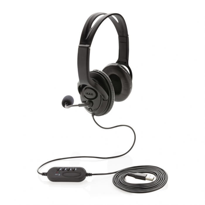Casti cu fir over-ear USB stereo, microfon si control volum [3]