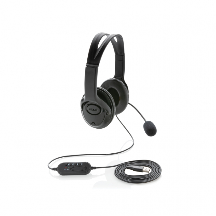 Casti cu fir over-ear USB stereo, microfon si control volum [2]
