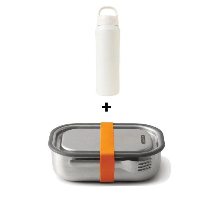 Pachet Cadou Lunch To Go Caserola mare Portocaliu din inox + Sticla termoizolanta Rowan Alba [1]
