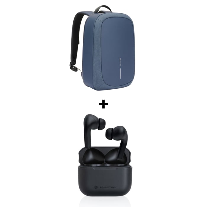 Pachet Cadou Work From Anywhere Rucsac Bobby Bleumarin + Casti Wireless Negre Alamo ANC [1]