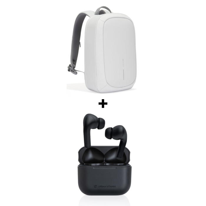 Pachet Cadou Work From Anywhere Rucsac Bobby Gri Deschis + Casti Wireless Negre Alamo ANC [1]