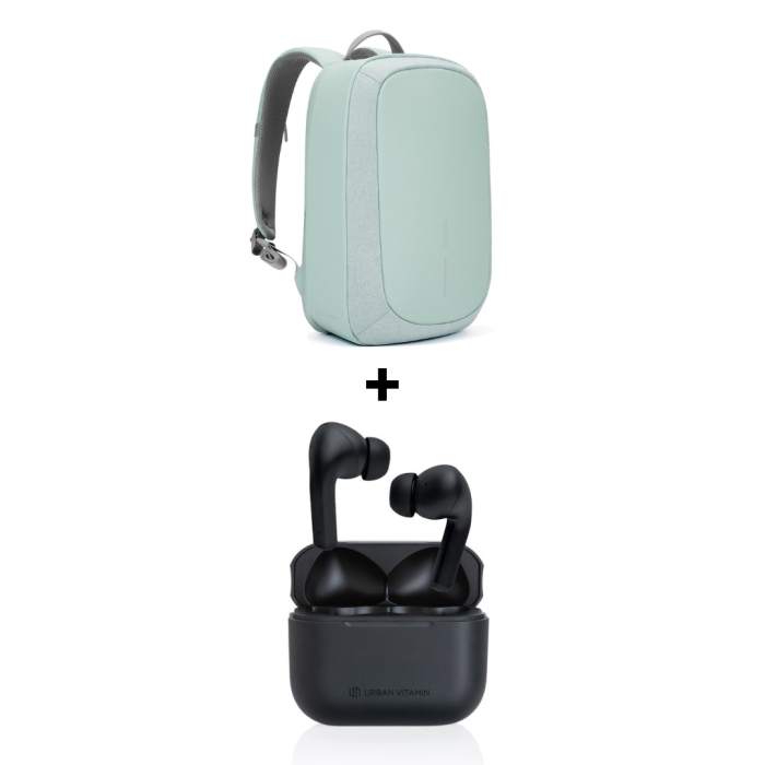 Pachet Cadou Work From Anywhere Rucsac Bobby Verde deschis + Casti Wireless Negre Alamo ANC - XD Design + Urban Vitamin [1]