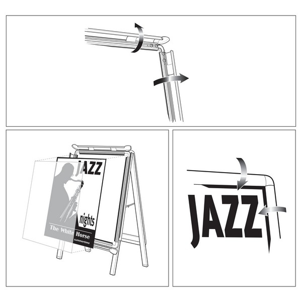 Panou dublu stradal NOBO, in forma de A, cu clip, aluminiu, rezistent la apa, A1 [5]