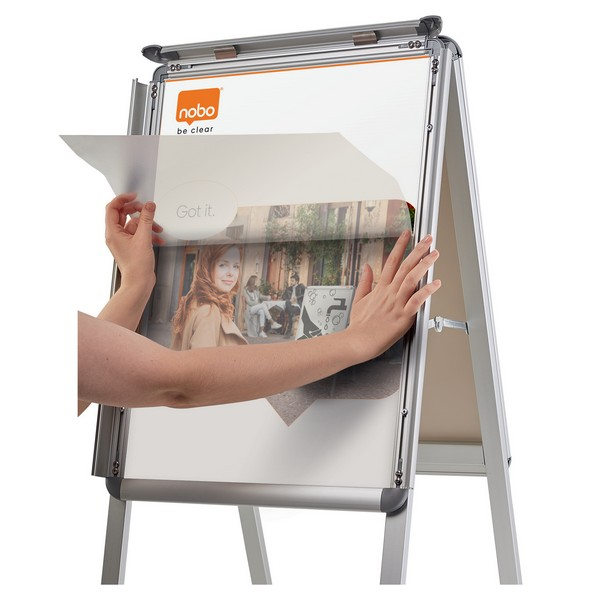 Panou dublu stradal NOBO, in forma de A, cu clip, aluminiu, rezistent la apa, A1 [4]