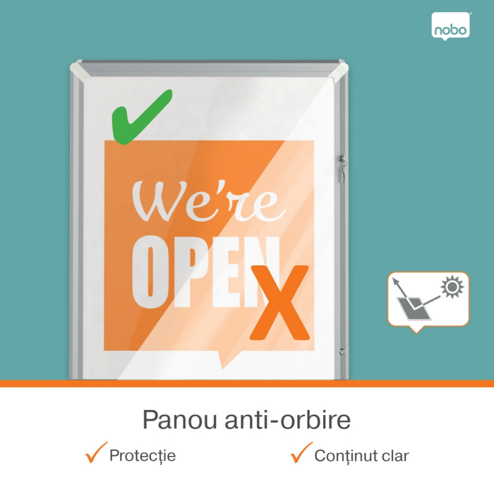 Panou dublu stradal NOBO Premium Plus, in forma de A, cu cheie, aluminiu, A1, gri [5]