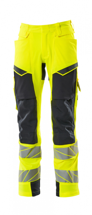 Pantaloni de lucru hi-vis cu benzi reflectorizante si buzunar pentru protectii la genunchi [2]