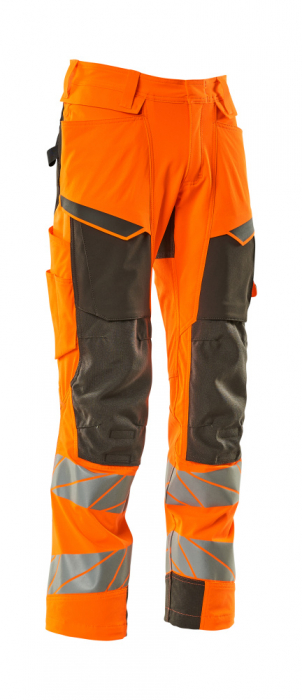 Pantaloni de lucru hi-vis cu benzi reflectorizante si buzunar pentru protectii la genunchi [23]