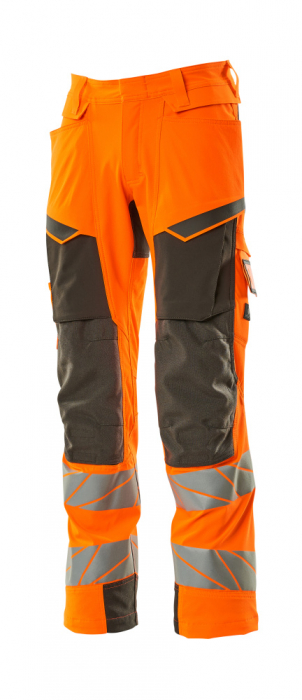 Pantaloni de lucru hi-vis cu benzi reflectorizante si buzunar pentru protectii la genunchi [3]