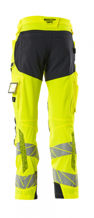 Pantaloni de lucru hi-vis cu benzi reflectorizante si buzunar pentru protectii la genunchi [12]