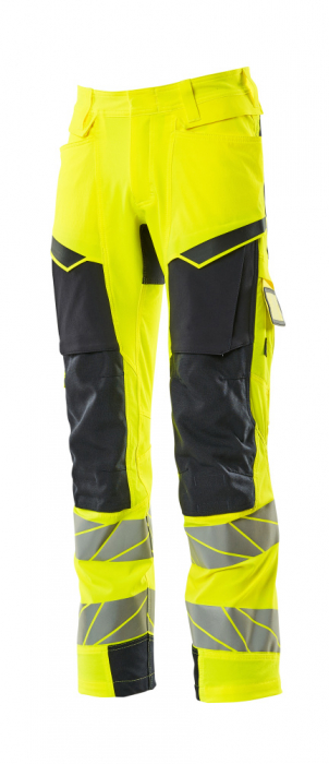 Pantaloni de lucru hi-vis cu benzi reflectorizante si buzunar pentru protectii la genunchi [3]