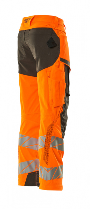 Pantaloni de lucru hi-vis cu benzi reflectorizante si buzunar pentru protectii la genunchi [17]