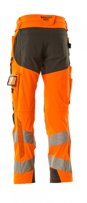 Pantaloni de lucru hi-vis cu benzi reflectorizante si buzunar pentru protectii la genunchi [12]