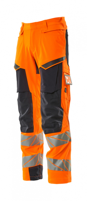 Pantaloni de lucru hi-vis cu benzi reflectorizante si buzunar pentru protectii la genunchi [4]
