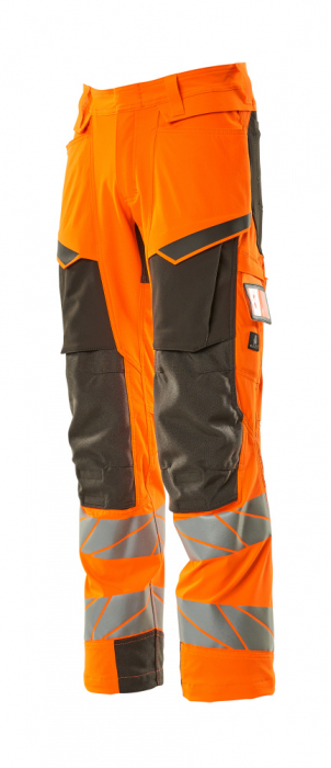 Pantaloni de lucru hi-vis cu benzi reflectorizante si buzunar pentru protectii la genunchi [4]