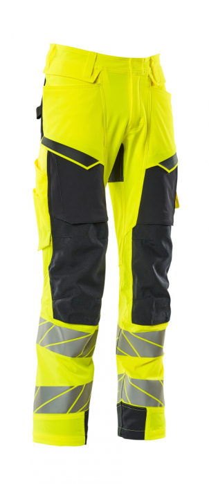Pantaloni de lucru hi-vis cu benzi reflectorizante si buzunar pentru protectii la genunchi [23]